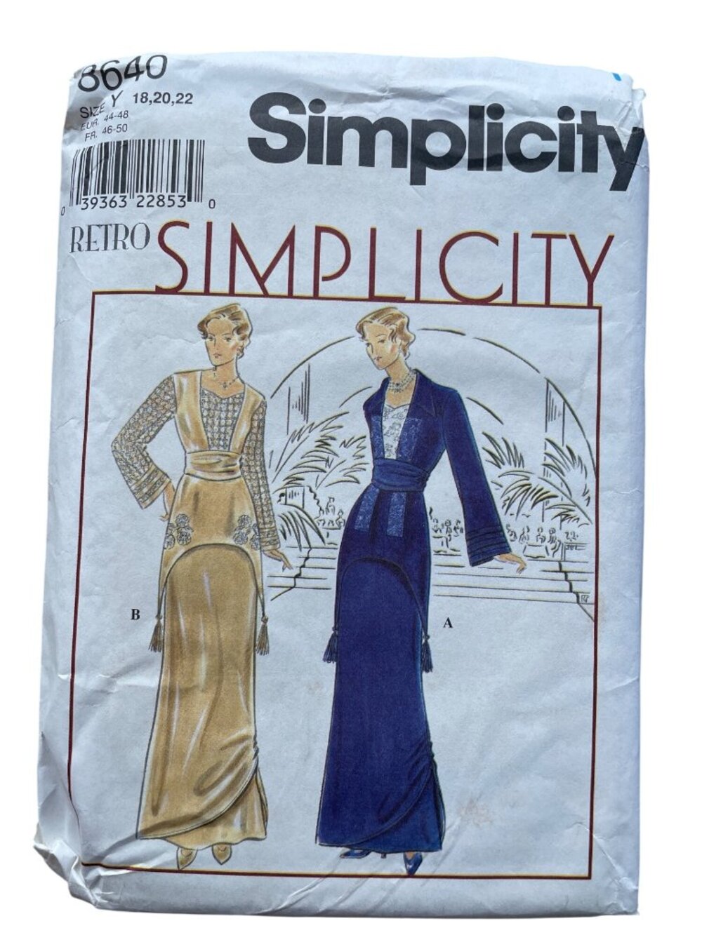 Vintage 90s Simplicity 8640 Sewing Pattern Size 18-20-22 Titanic Dress UNCUT